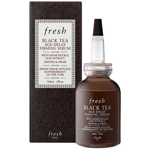 Fresh Black Tea Age-Delay Firming Serum 30ml. เซรั่มชาดำต่อต้านริ้วรอยแห่งวัย ช่วยลดเส้นริ้วรอยเล็กๆและริ้วรอยลึกบนใบหน้า มอบสัมผัสผิวที่เรียบเนียนขึ้น พร้อมทั้งให้ผลลัพธ์ ของผิวที่แน่นกระชับแลดูเปล่งประกาย