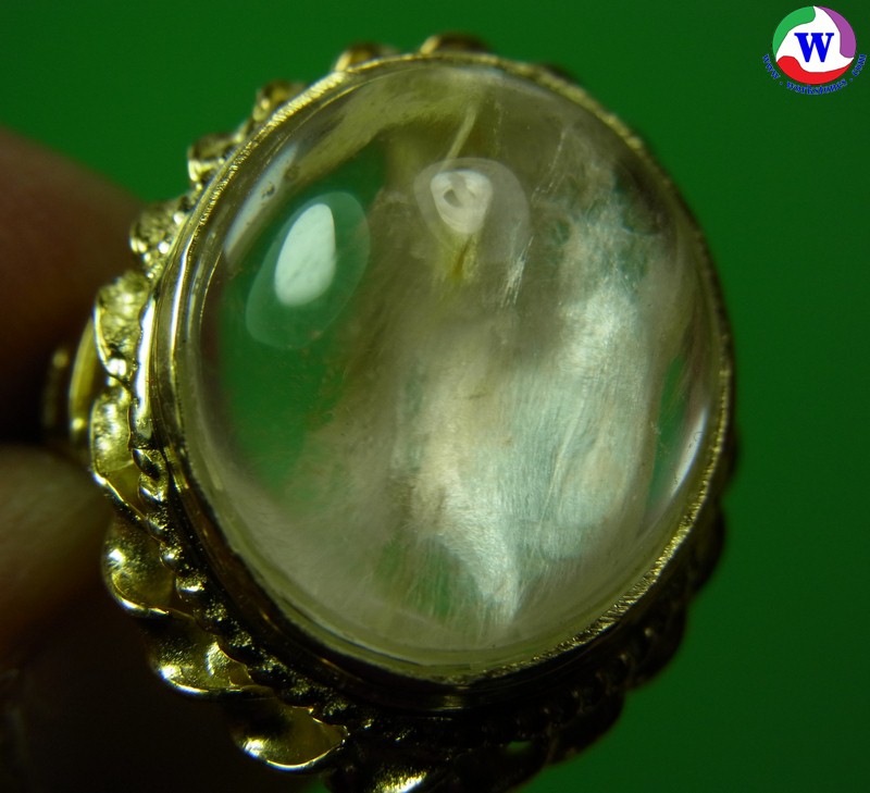แหวนทองเหลืองหญิง เบอร์ 55 แก้วโป่งข่ามนำโชคชนิดแก้วพิรุณฝนแสนห่าสีเงินสีทองแวววาว