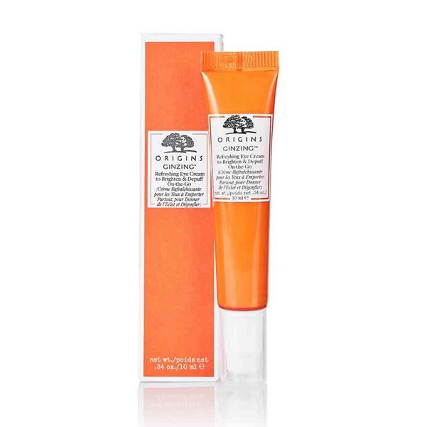 **พร้อมส่ง**Origins GinZing Refreshing Eye Cream To Brighten And Depuff On-The-Go 10ml. ครีมบำรุงปลุกผิวรอบดวงตา ช่วยเลือนรอยคล้ำของผิวใต้ตาให้กลับแลดูกระจ่างสดใส ถุงใต้ตาแลดูกระชับขึ้น รุ่นนี้มาพร้อมแอพพลิเคเตอร์ใหม่ที่ใช้งานง่ายและช่วยฟื้นคืนความสดชื่นม