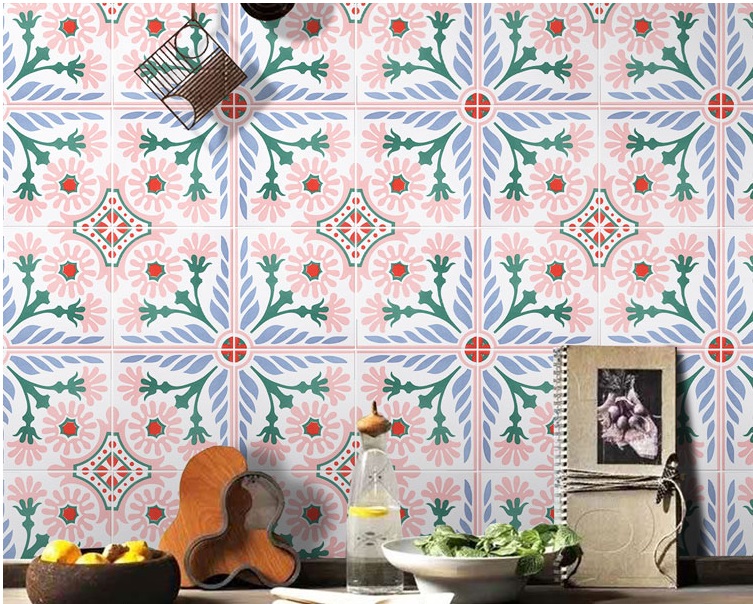 กระเบื้องวินเทจ สีชมพู ขนาด 200*200 มม.