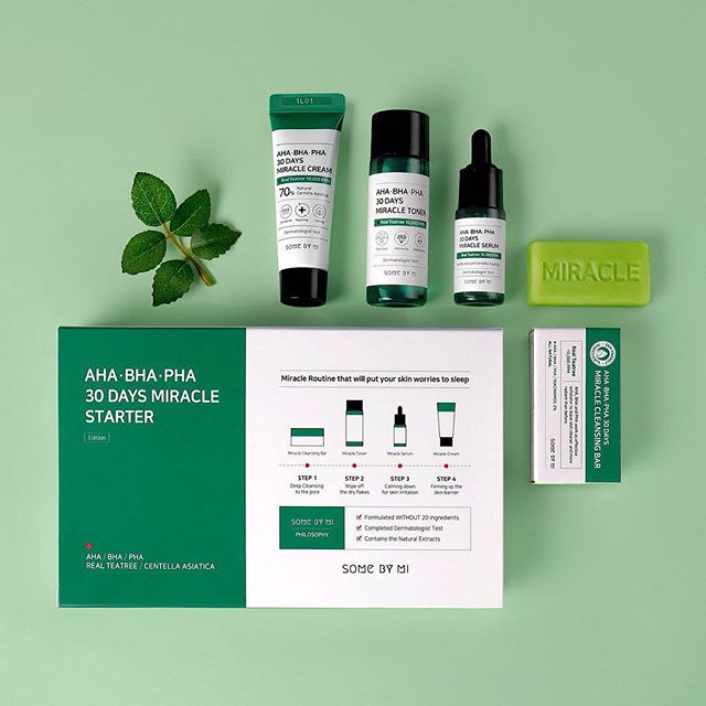 *พร้อมส่ง*SOME BY MI AHA-BHA-PHA 30 Days Miracle Starter Kit 4 Items เซตรักษาสิวสุดฮิตจากเกาหลีอันดับหนึ่ง 4 สเตปเทพ ขนาดทดลองสุดคุ้ม 4 ชิ้นในกล่องเดียว ช่วยปรับสภาพผิวให้ดีขึ้นอย่างเป็นธรรมชาติ บอกลาหมอสิวได้เลยจ้า