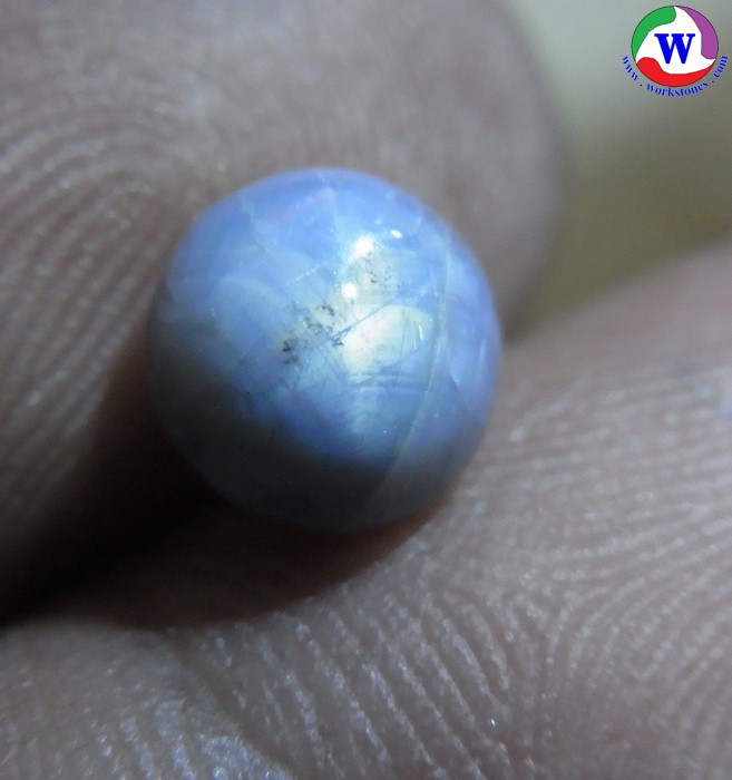 พลอยไพลินสตาร์ เจียดิบจากพม่า 3.35 กะรัต สีเทานวล สตาร์วาวสวย