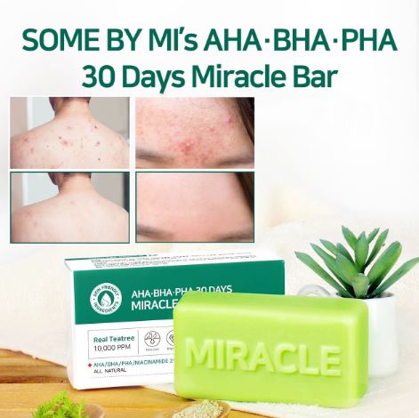 *พร้อมส่ง*SOME BY MI AHA-BHA-PHA 30 Days Miracle Cleansing Bar95 g. สบู่รักษาสิว ใช้ได้ทั้งผิวหน้า และผิวกาย สำหรับผู้ที่มีปัญหาสิว ผิวมัน รูขุมขนกว้าง โดยเฉพาะ ช่วยปรับสภาพผิวให้ดูเรียบเนียน รูขุมขนดูกระชับขึ้น พร้อมทำความสะอาดผิวหน้ารวมถึงเครื่องสำอางได