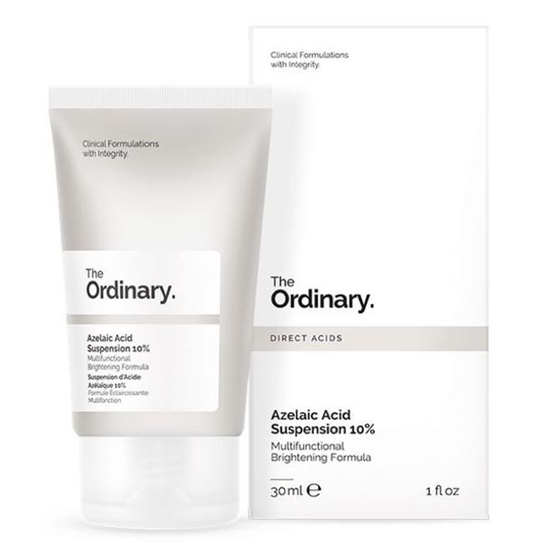 The Ordinary Azelaic Acid Suspension 10% 30 ml. เซรั่มที่เป็นตัวช่วยชั้นเลิศ ที่เพิ่มความสว่างให้แก่ผิวหน้า ลดการอักเสบของสิว และช่วยปรับสีผิวให้ดูสม่ำเสมอขึ้นอย่างเห็นได้ชัด มีส่วนผสมหลักจากAzelaic Acidสารต้านอนุมูลอิสระที่ผลิตโดยยีสต์ที่อาศั