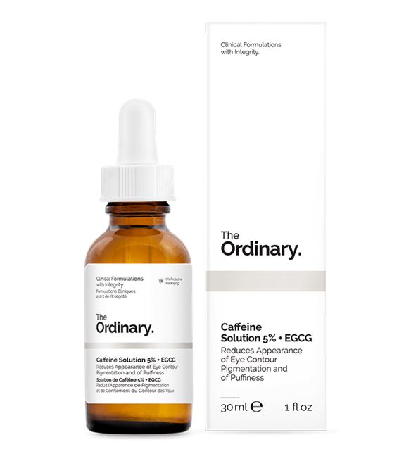 The Ordinary Caffeine Solution 5% + EGCG30 ml. อายเซรั่มคาเฟอีนเข้มข้นมอบความกระจ่างสดใส ลดเลือนความหมองคล้ำและ รอยบวมใต้ตาเนื้อบางเบาซึมซาบไว สบายผิว มอบความความชุ่มชื่นยาวนานถึงขีดสุด ด้วยสารสกัดจากคาเฟอีนเข้มข้น 5%และ Epigallocatechin Galla