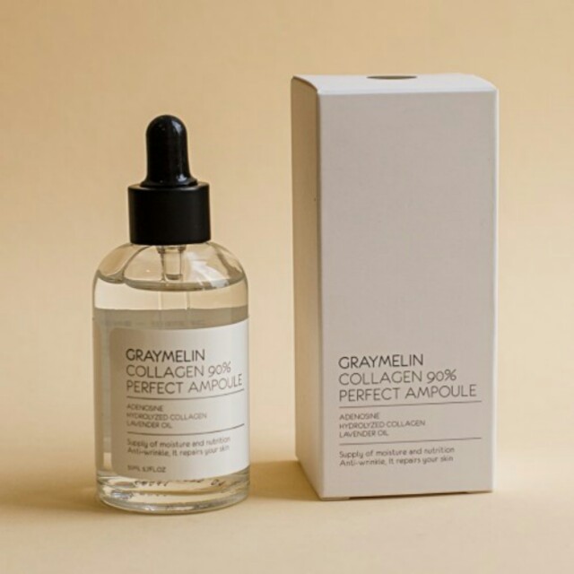 **พร้อมส่ง**Graymelin Collagen 90% Perfect Ampoule 50 ml. เซรั่มยี่ห้อดังจากเกาหลี ที่มีส่วนผสมของคอลลาเจนเข้มข้น90% ตัวหลักเรื่องผิวสวย ช่วยเสริมชั้นผิวให้แข็งแรงให้ผิวเนียนเด้งเหมือนผิวเด็กและอิ่มฟูสุขภาพดีสุดๆ หน้าจะดูผ่องๆมีออร่าเหมือนคนผิวดีแต่เกิด ช