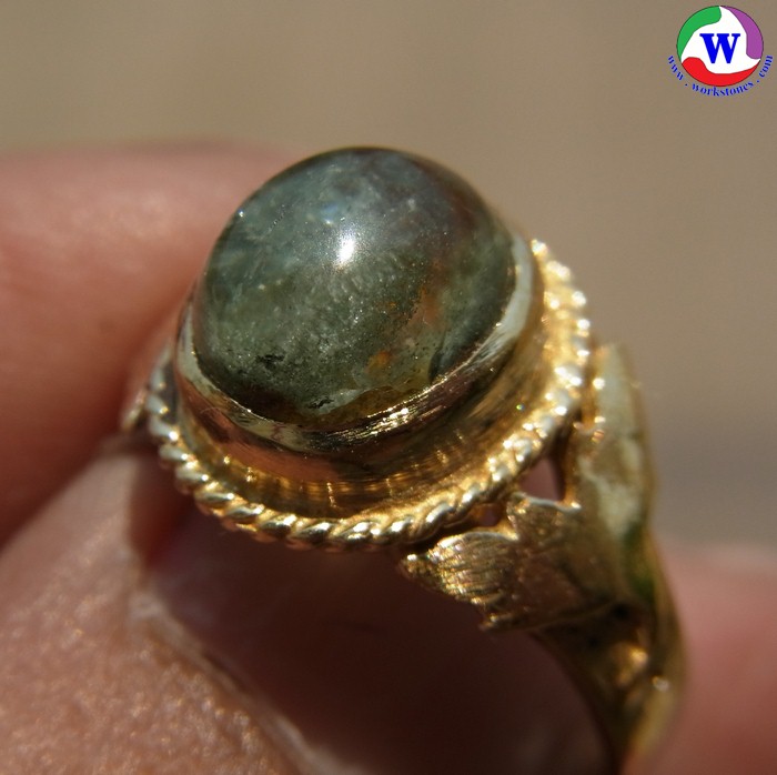 แหวนทองเหลืองหญิง แก้วโป่งข่ามนำโชค เบอร์ 56 แก้วปวกเขียวประกายเพชร ของดีเมืองเถิน ได้ลาภก้อนโต