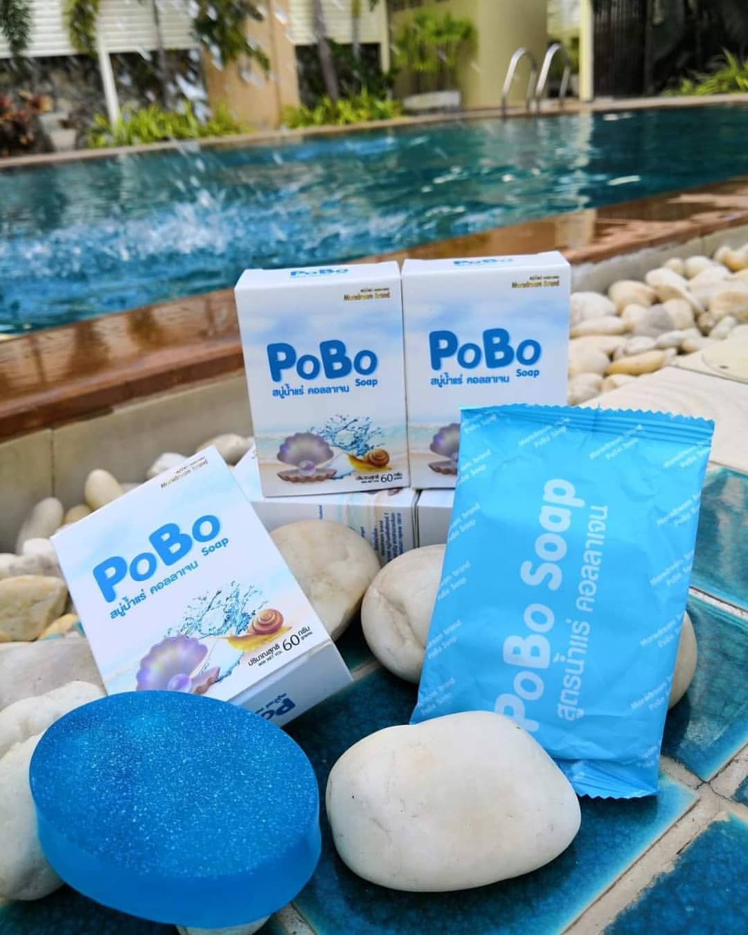 PoBo Soap สบู่น้ำแร่ คอลลาเจน เมือกหอยทาก สบู่ทำความสะอาดผิวหน้า สูตรอ่อนโยน 