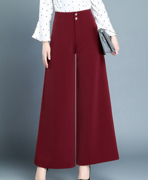 พรีออเดอร์ กางเกงขายาวสุดหรู กางเกงทำงาน เอวสูงแต่งกระดุมหน้า สี ดำ แดง เขียว