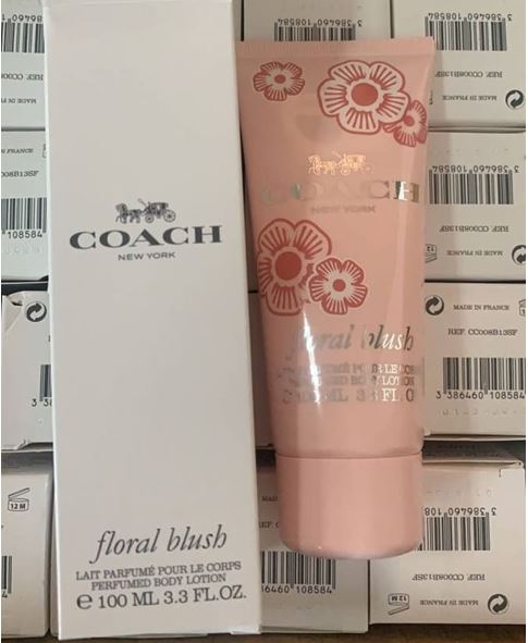 Coach New York Floral Blush Perfumed Body Lotion 100 ml. โลชั่นน้ำหอมกลิ่นใหม่ล่าสุดจาก Coach กลิ่นหอมติดผิวกายตลอดวัน ใช้แทนน้ำหอมได้ มาพร้อมความหอม สดใสมากขึ้น กลิ่นสัมผัสได้ถึงความเป็นผู้หญิงที่น่าทะนุถนอม มีกลิ่นหอมหวานสดชื่นชุ่มฉ่ำจากฟรีเซี