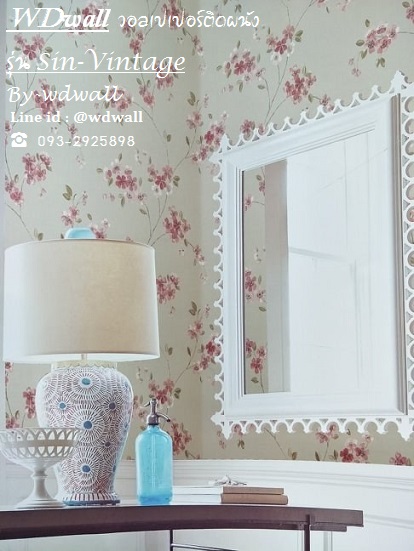 วอลเปเปอร์ติดผนัง ลายดอกไม้หวานๆ ลายวินเทจสวยๆ
