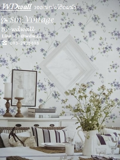 วอลเปเปอร์ติดผนัง ลายดอกไม้หวานๆ ลายวินเทจสวยๆ