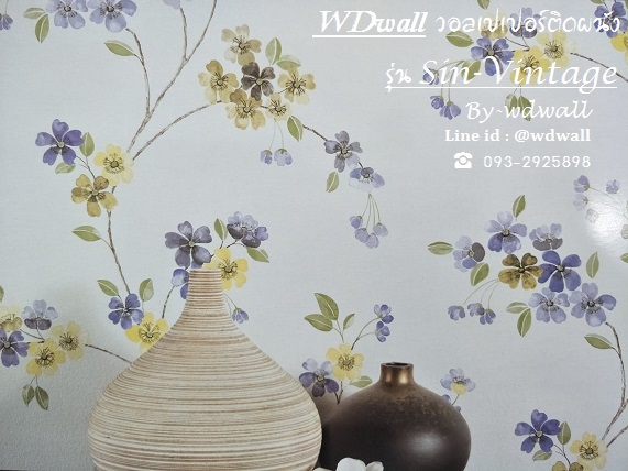 วอลเปเปอร์ติดผนัง ลายดอกไม้หวานๆ ลายวินเทจสวยๆ