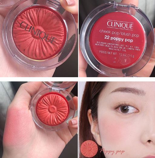 CLINIQUE Cheek Pop Blush Pop ขนาดปกติ 3.5 g. #22 poppy pop สีส้มอมแดง บลัชเนื้อฝุ่นเนื้อเนียนละเอียดบางเบา เนียนเรียบเมื่อสัมผัส เผยลุคสดใส ดูสุขภาพดีแบบมีเลือดฝาด ให้สีสว่างสดใสเป็นธรรมชาติและหากต้องการลุคที่ดูชุ่มฉ่ำขึ้นเพียงแค่ปัดCh