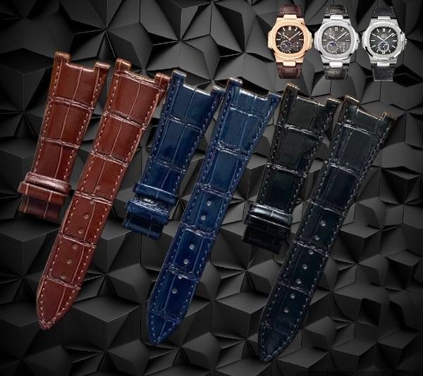 สายนาฬิกา แบบสายหนังอัดลายจระเข้หลากสี (เฉพาะสาย) สำหรับ Patek Philippe