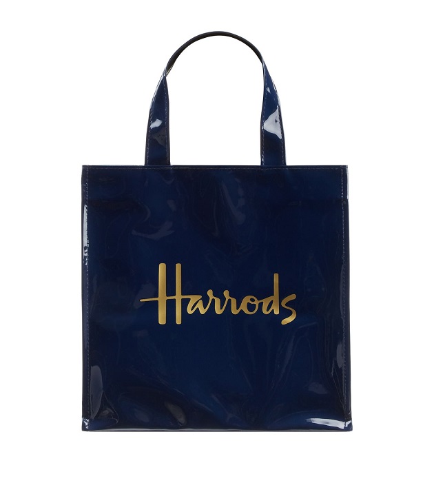 Harrods ของแท้  รุ่น Small Logo Shopper Bag สี Navy  (กระดุม)  พร้อมส่ง
