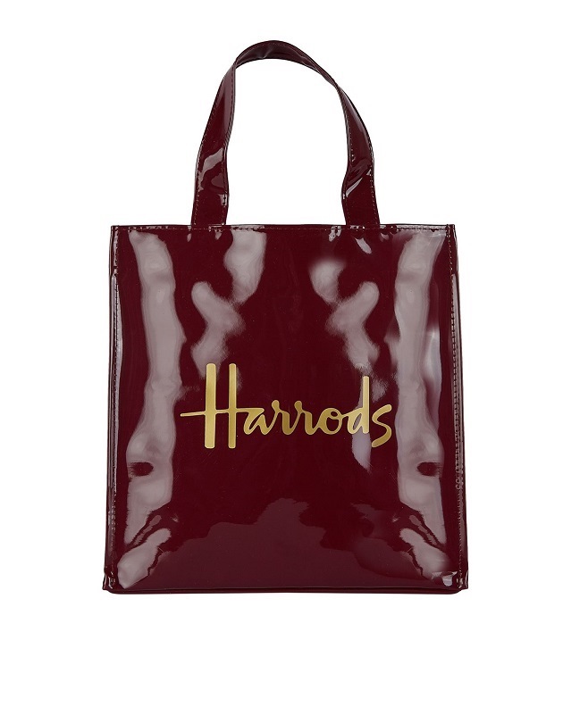 Harrods ไซส์ Small   รุ่น Small Logo Shopper Bag สี Burgundy  (กระดุม) **พร้อมส่ง