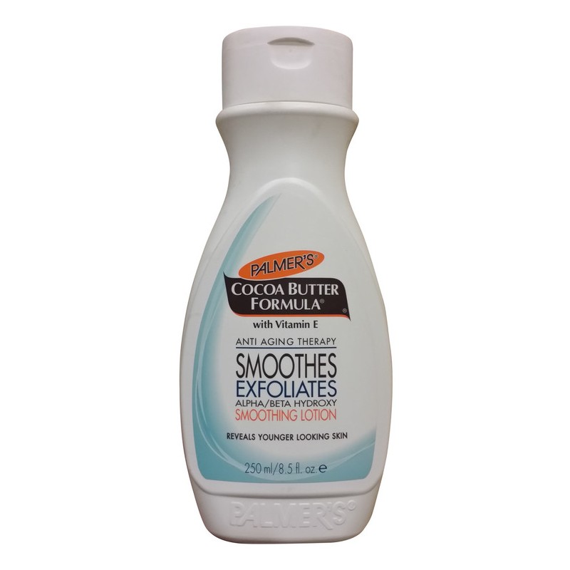 Palmer's Cocoa Butter Formula, With Vitamin E, Alpha/Beta HydroxySmoothing Lotionขนาด 250 ml. โลชั่นที่มีส่วนผสมของ AHA และ BHA ที่มีคุณสมบัติในการผลัดเซลล์ผิวให้กลับคืนสู่วงจรตามธรรมชาติ ช่วยลดรอยด่างดำ แก้ไขปัญหาสีผิวไม่สม่ำเสมอ ให้เรีย