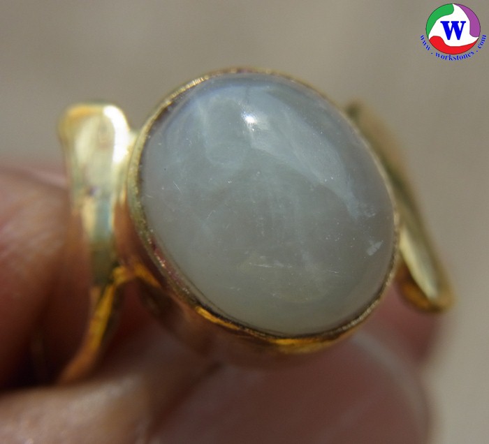 แหวนหญิงทองยูโร เบอร์ 55 แก้วโป่งข่ามนำโชค ชนิดแก้วฟ้านวลนำโชค