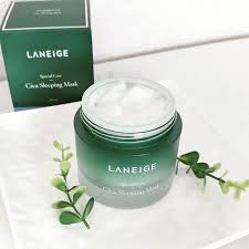 Laneige Cica Sleeping Mask 60ml. มาส์กหน้า ครีมมาส์กหน้า สูตรรักษาสิว สำหรับคนผิวแพ้ง่าย