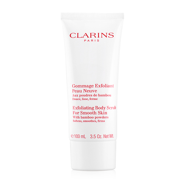 Clarins Exfoliating Body Scrub For Smooth Skin ขนาดทดลองครึ่งของไซส์จริง 100 ml. ขั้นตอนแรกที่สำคัญที่สุดเพื่อผิวทั่วเรือนร่างที่นุ่มนวล เรียบเนียน กระชับ อ่อนเยาว์ ครีมสครับขัดผิวสูตร Bamboo Powder จากธรรมชาติ ขจัดเซลล์เสื่อมสภาพที่ให้ความรู้สึ
