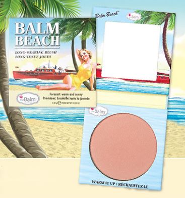 The Balm Balm Beach Long-Wearing Blush 5.576 g. บลัชออนเนื้อแมทโทนสีอบอุ่นเป็นธรรมชาติ ให้สีส้มอมน้ำตาลนู้ดๆ เนื้อ Satin-Matte เนียนละเอียด กระจายตัวได้ดีปัดแล้วได้ลุคบ่มแดดสุดเฮลท์ตี้ ช่วยให้พวกแก้มดูเปล่งปลั่งสุขภาพดี เข้ากันได้กับทุกสภาพผิว