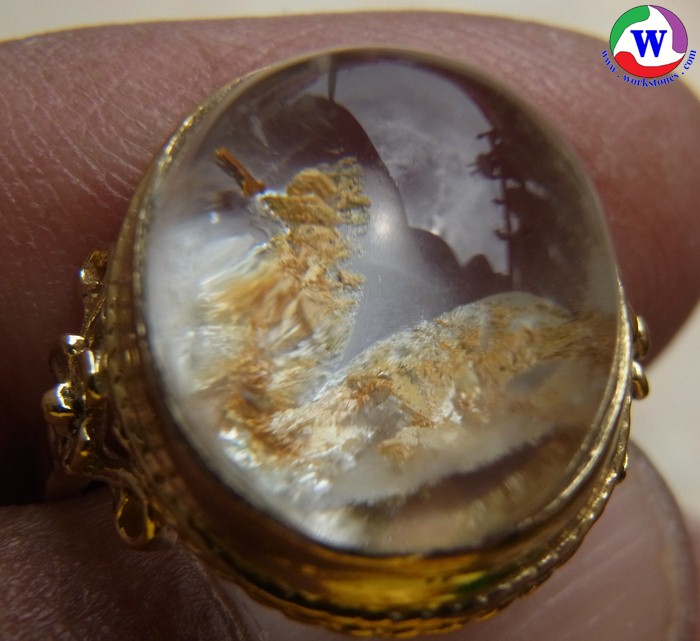 แหวนทองเหลืองหญิง 4.56 กรัม เบอร์ 54 แก้วโป่งข่ามนำโชคชนิดแก้วปวกสีทองรูปมังกรทอง