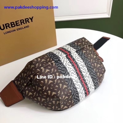 Burberry Monogram stripe bumbag Hiend size 31 cm งานหนังแท้ งานสวยเหมือนแท้