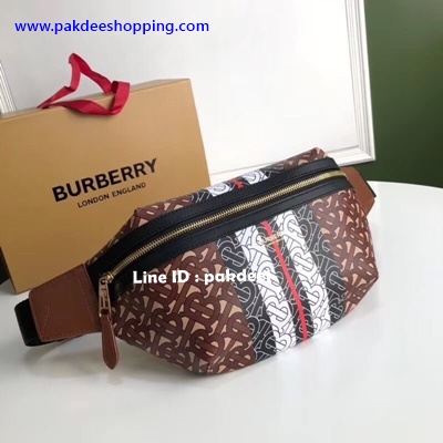 Burberry Monogram stripe bumbag Hiend size 31 cm งานหนังแท้ งานสวยเหมือนแท้