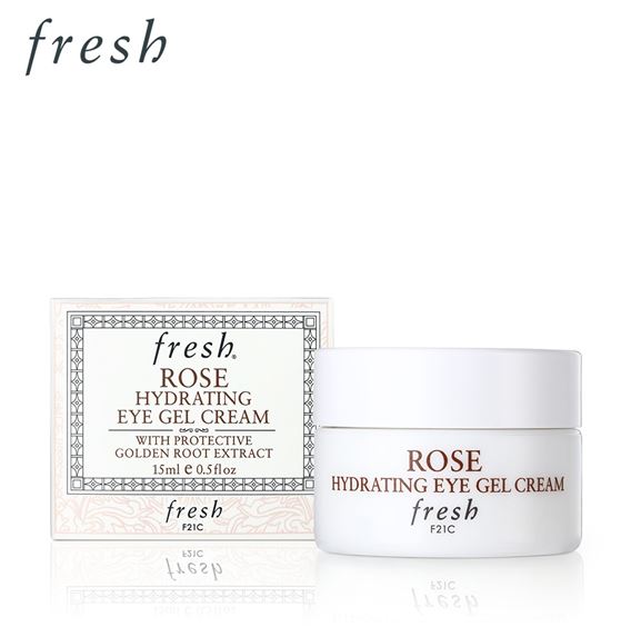 Fresh Rose Hydrating Eye Gel Cream 15 ml. เจลครีมบำรุงผิวรอบดวงตาที่จะคืนความสดชื่นอย่างล้ำลึกได้ยาวนานกว่า 30 ชั่วโมง ด้วยสารสกัดจาก Golden Root ที่จะช่วยบำรุงผิวให้มีชีวิตชีวาและต่อต้านอนุมูลอิสระ พร้อมช่วยให้ผิวรอบดวงตากระจ่างใส ชุ่มชื่น แล