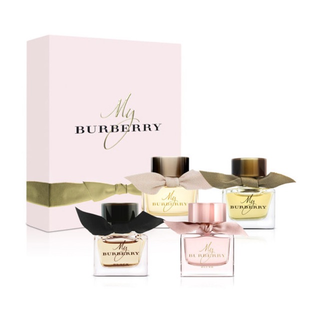 Burberry My Burberry Miniature Collection Set 4 pcs. (หัวแต้ม) เซ็ตสุดคุ้มที่รวมน้ำหอม My Burberry 4 กลิ่นไว้ในเซ็ตเดียว ขวดกระทัดรัดพกพาสะดวกค่ะ