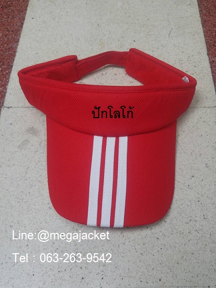 หมวกไวเซอร์ หมวกเปิดหัว หมวก Golf / ผ้าคอตตอนหนานุ่ม / สีแดง ขายส่งหมวก หมวกรับ logo ด่วนๆ 093-632-6441