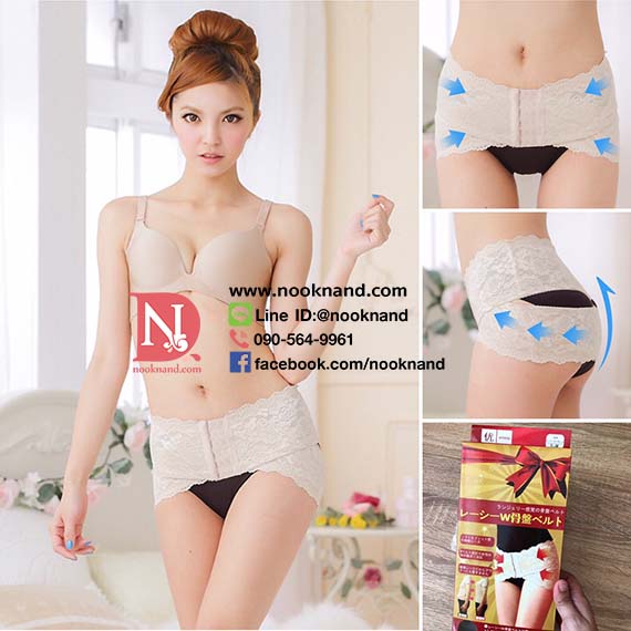 สเตย์ปิดหน้าท้อง พยุงอุ้งเชิงกราน และ ช่วยแก้ไขรูปทรงขา  Japan Lace Body Tummy Thighs Shaper Hip Corset Belt 