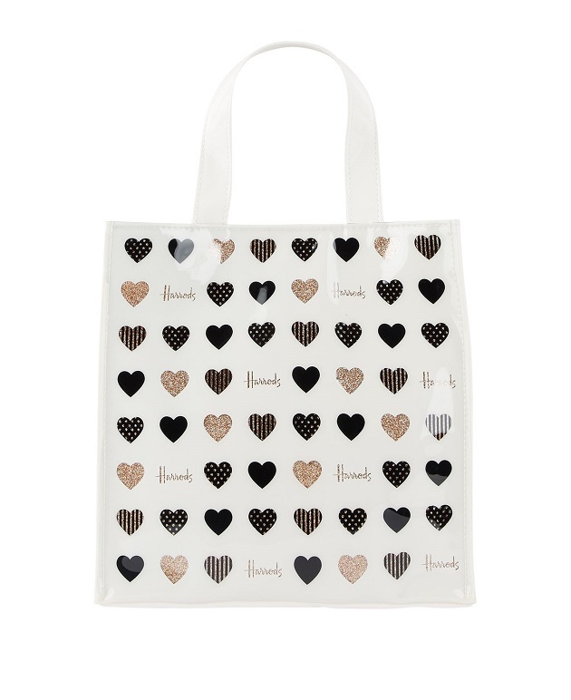 Harrods รุ่น Small Glitter Hearts Shopper Bag (กระดุม)***พร้อมส่ง