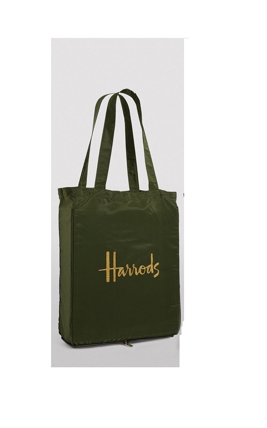 Harrods ถุงผ้า รุ่น Green Logo Zipped Pocket Shopper Bag ****พร้อมส่ง