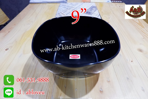 (1ใบ)ชามสี่เหลี่ยมขอบมน 9" เมลามีน(หนา)