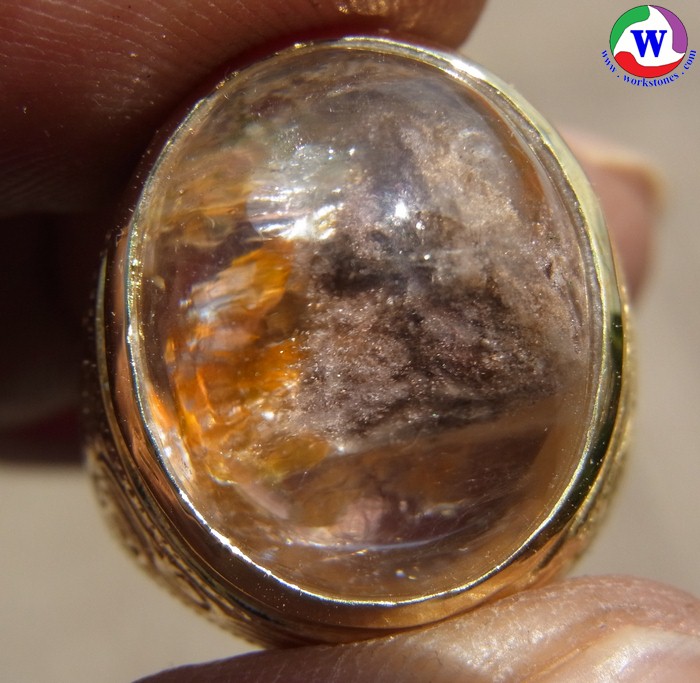 แหวนทองเหลืองชาย เบอร์ 62 ครึ่ง แก้วโป่งข่ามนำโชค ชนิดแก้วมังคละจุฬามณี ดีรอบด้านและเป็นมงคล