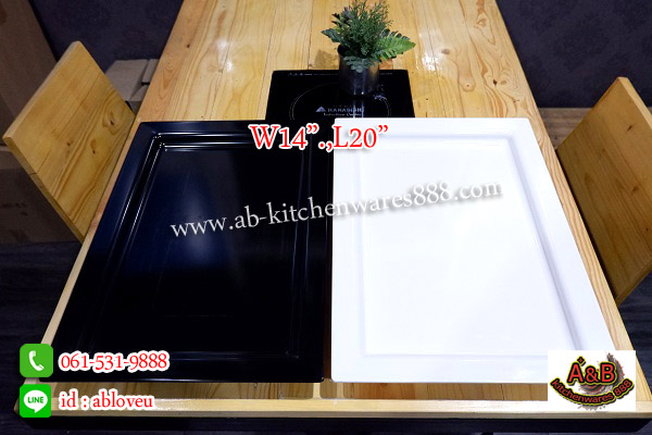 (1ใบ)จานสี่เหลี่ยมเมลามีน 20นิ้ว(หนา) 