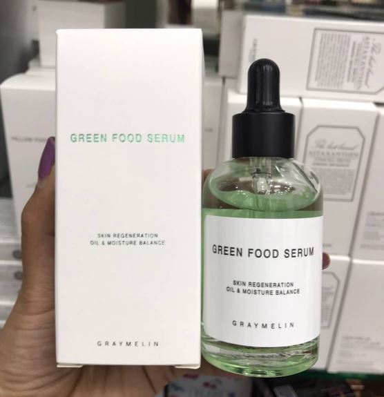 **พร้อมส่ง**Graymelin Green Food Serum 50 ml. เซรั่มจากสารสกัดของพืชผักใบเขียวหลากชนิด ได้แก่ โกฐจุฬาลัมพา, อะโวคาโด, บร็อคโคลี, ใบชา, คึ่นช่ายฝรั่ง และผักโขม อุดมไปด้วยวิตามินตามธรรมชาติ ทำหน้าที่ผลัดเซลล์ผิวอย่างอ่อนโยนที่สุดพร้อมทั้งช่วยเติมความชุ่มชื้