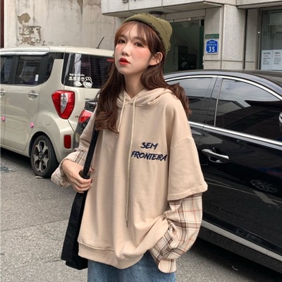 เสื้อกันหนาว เสื้อกันหนาวเกาหลีสองชิ้นมีฮู้ด เสื้อแขนยาวแฟชั่น