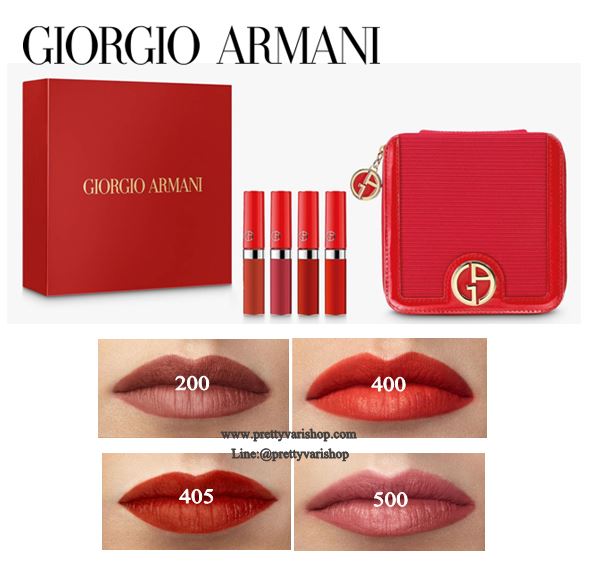 **พร้อมส่ง**Giorgio Armani Lip Maestro Lipstick Makeup Gift Set 2019 เซ็ทลิปรุ่นขายดีจากอาร์มานี่ 4 เฉดสี คลุมทุกโทน แมตต์ทุกชุด มีพร้อมกระเป๋าใบสวยสีแดง เหมาะที่จะมอบเป็นของขวัญในโอกาสพิเศษ เป็นลิปลิควิดเนื้อครีมที่ให้สีสดชัดเพื่อริมฝีปากสวยสมบูรณ์แบบทัน