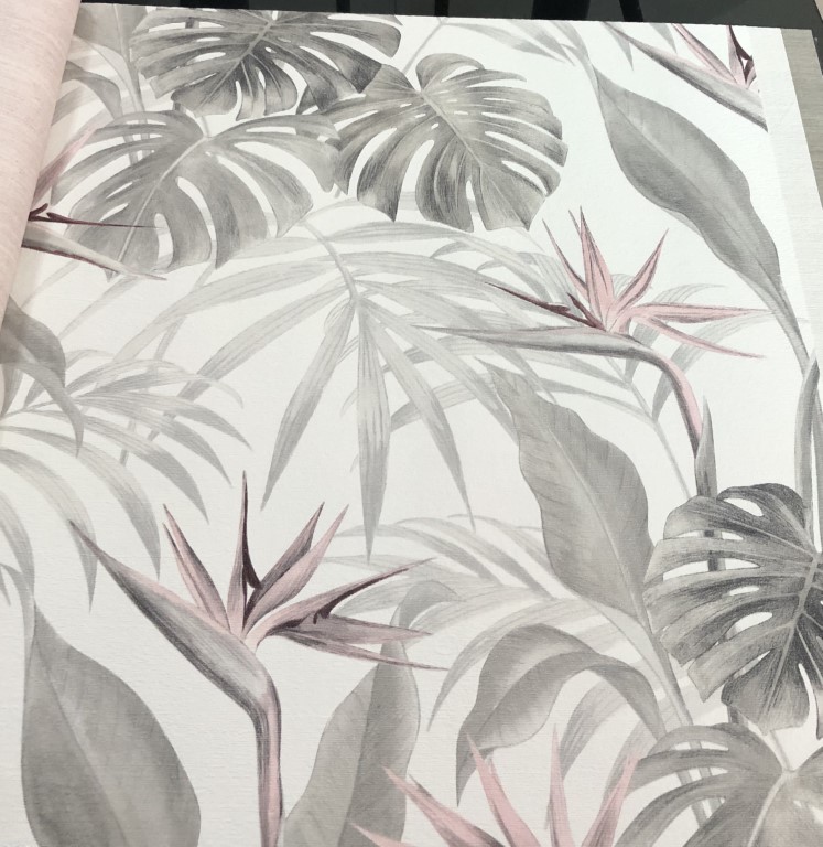 wallpaper ใบไม้ ขนสัตว์  ม้วนปกติ 1 ม้วน 5 ตารางเมตร กว้าง 53 cm ยาว 10 m  am