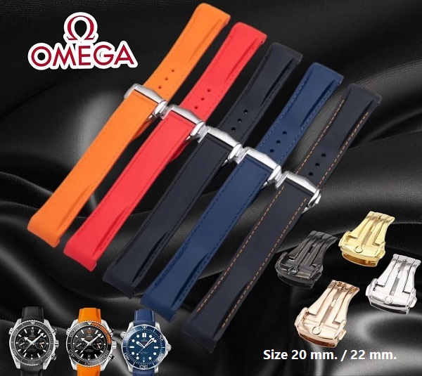 สายนาฬิกา แบบสายยางซิลิโคน หลากสี พร้อมอุปกรณ์ล็อกสาย ใช้สำหรับ Omega