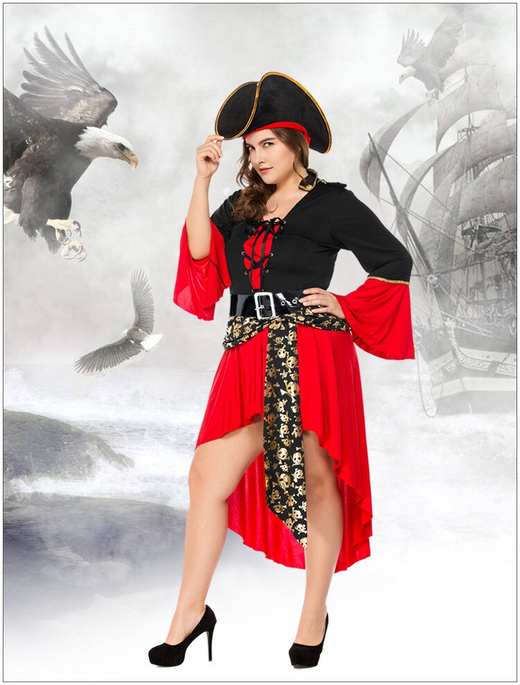 ++พร้อมส่ง++ไซส์ใหญ่ Plus size ชุดโจรสลัดหญิงพร้อมหมวก pirates of the caribbean