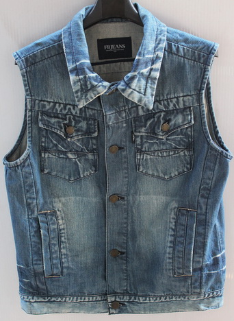  รอบอก 40  FR jeans เสื้อผ้าผู้ชาย ยีนส์ เสื้อกั๊กยีนส์ ฟอกลุ่ย