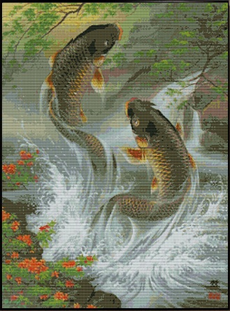 Carp jumping (ไม่พิมพ์/พิมพ์ลาย)