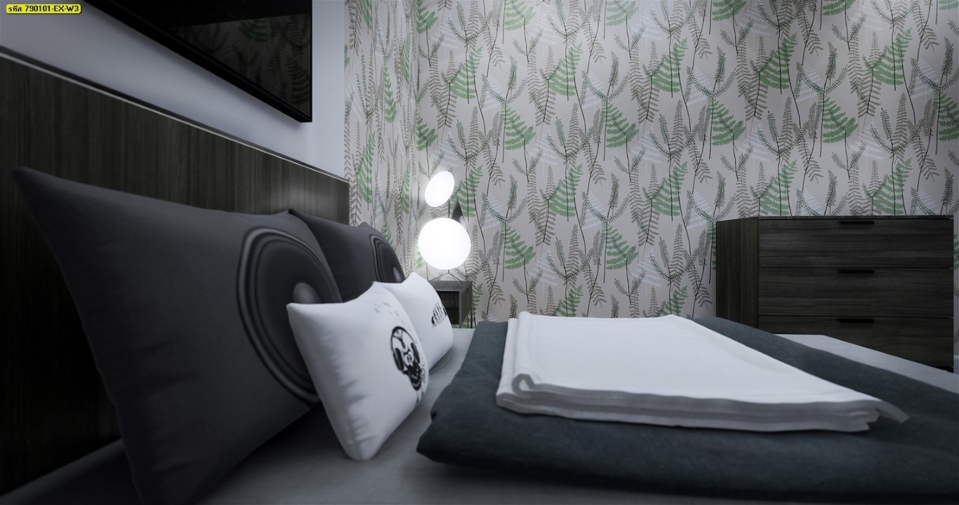 wallpaper ใบไม้ ขนสัตว์  ม้วนปกติ 1 ม้วน 5 ตารางเมตร กว้าง 53 cm ยาว 10 m  idm