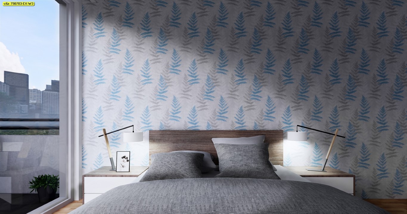 wallpaper ใบไม้ ขนสัตว์  ม้วนปกติ 1 ม้วน 5 ตารางเมตร กว้าง 53 cm ยาว 10 m  idm