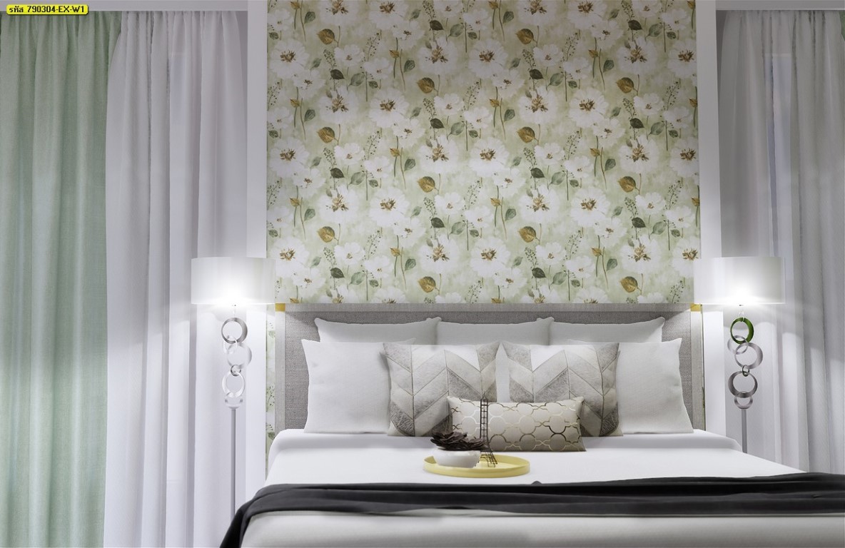 wallpaper ใบไม้ ขนสัตว์  ม้วนปกติ 1 ม้วน 5 ตารางเมตร กว้าง 53 cm ยาว 10 m  idm