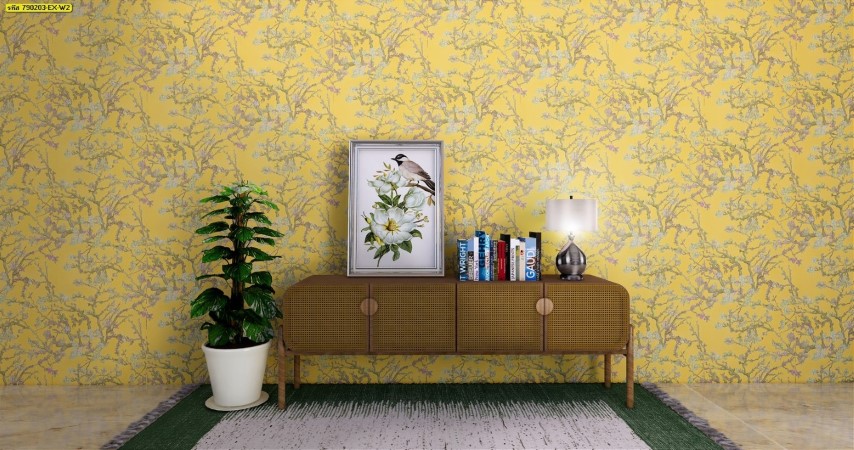 wallpaper ใบไม้ ขนสัตว์  ม้วนปกติ 1 ม้วน 5 ตารางเมตร กว้าง 53 cm ยาว 10 m  idm